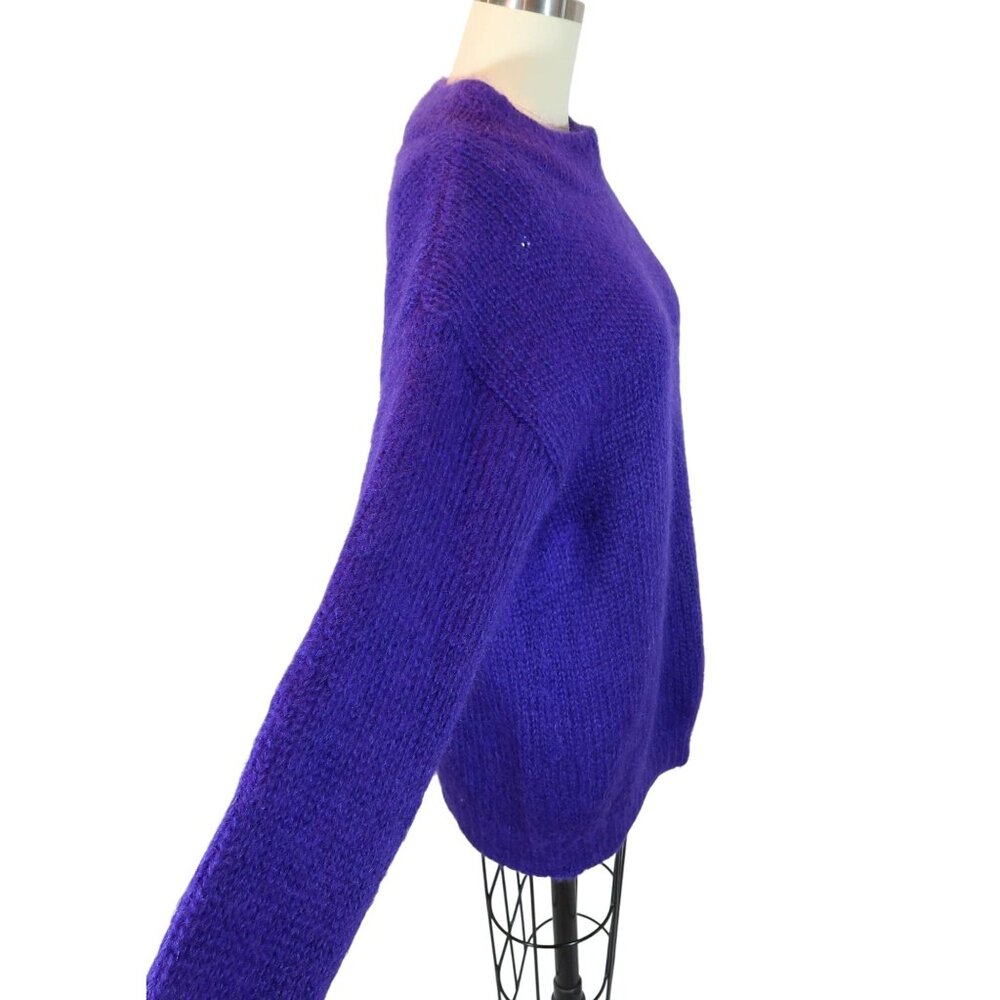 Vintage RAFAELLA Fuzzy Mohair Blend Chunky Knit Pullover Sweater Size M Purple - Picture 2 of 6